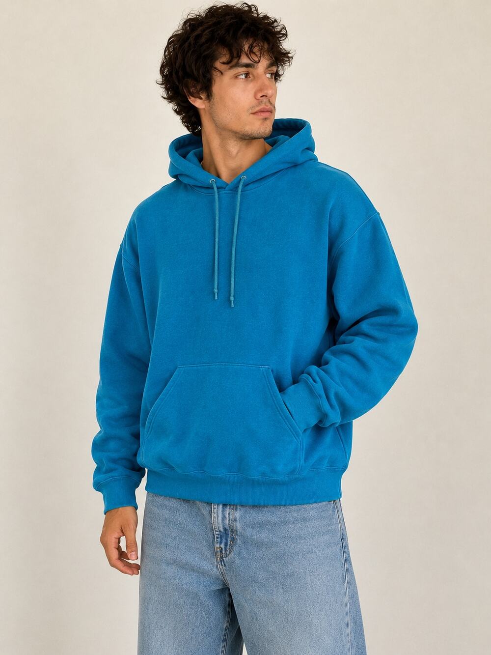 Vintage Russell Athletic Hoodie L Blue Made in USA Deadstock Blank Sweatshirt